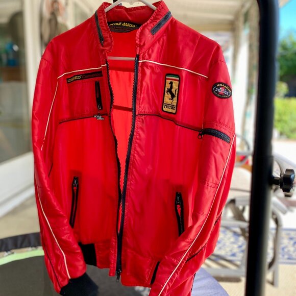 Vintage 1980's Red, Black, and Yellow Ferrari Windbreaker Jacket